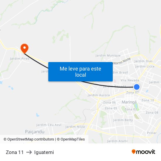 Zona 11 to Iguatemi map