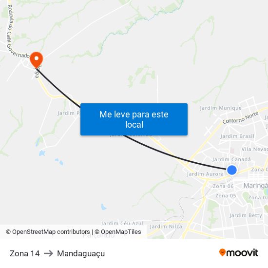 Zona 14 to Mandaguaçu map