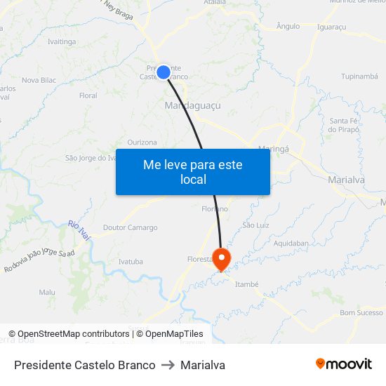 Presidente Castelo Branco to Marialva map