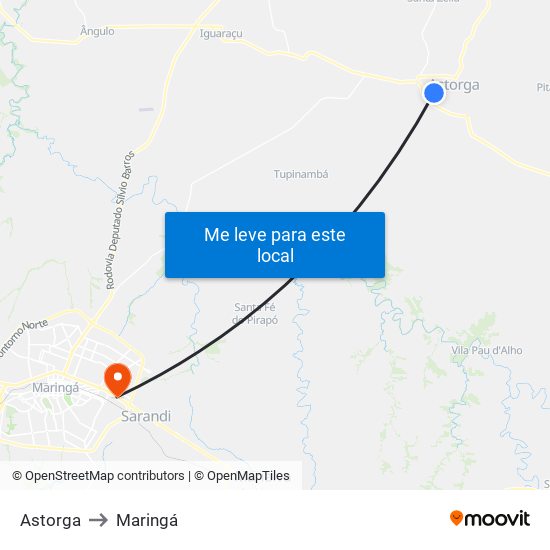 Astorga to Maringá map