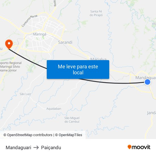 Mandaguari to Paiçandu map