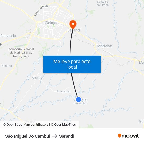 São Miguel Do Cambui to Sarandi map