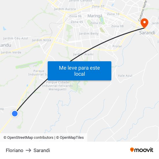 Floriano to Sarandi map