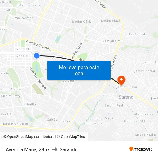 Avenida Mauá, 2857 to Sarandi map