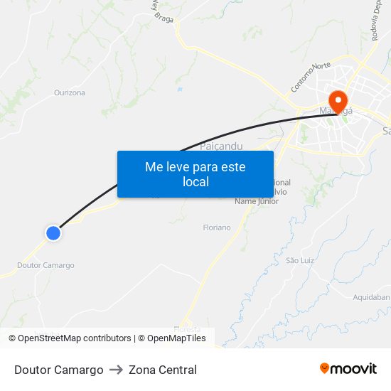 Doutor Camargo to Zona Central map