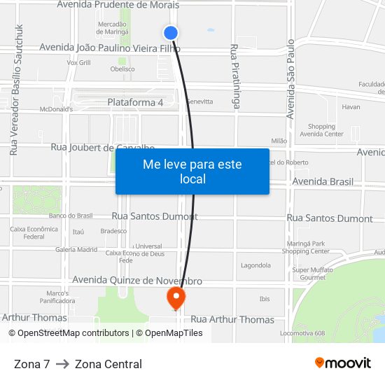 Zona 7 to Zona Central map