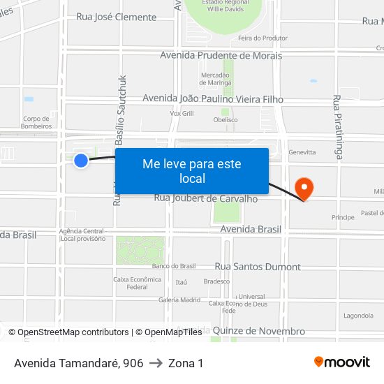 Avenida Tamandaré, 906 to Zona 1 map