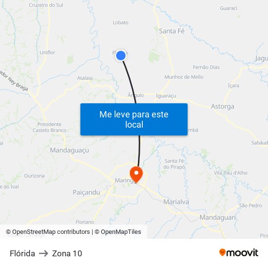 Flórida to Zona 10 map