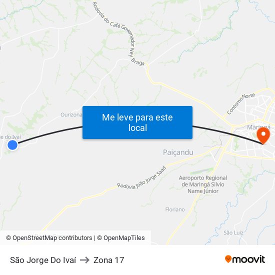São Jorge Do Ivaí to Zona 17 map