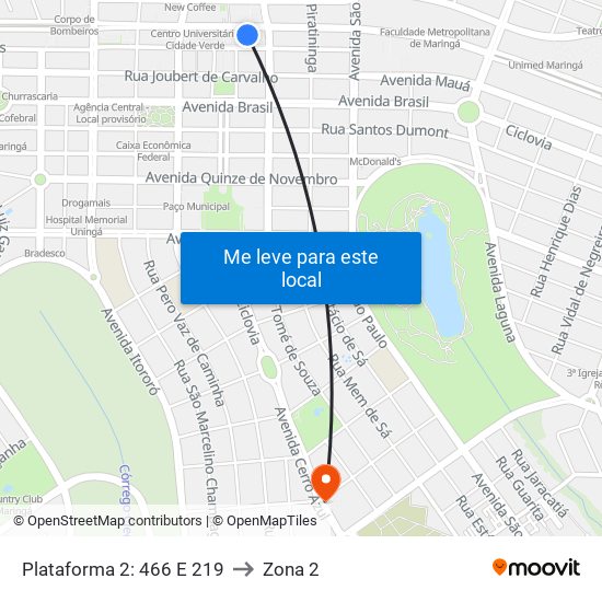 Plataforma 2: 466 E 219 to Zona 2 map