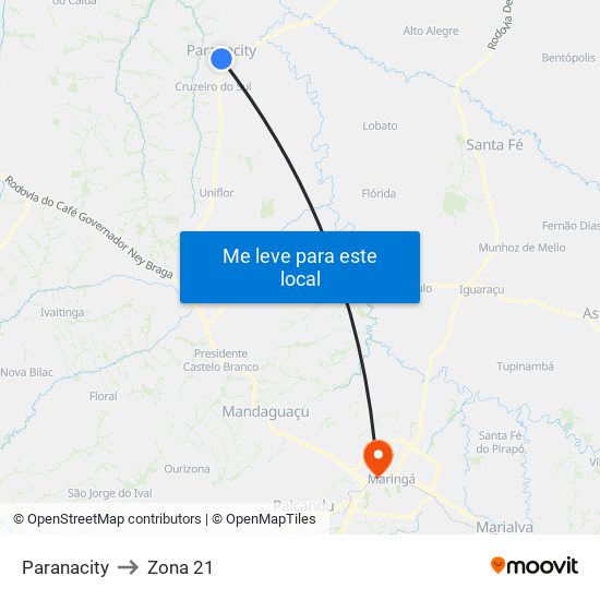 Paranacity to Zona 21 map