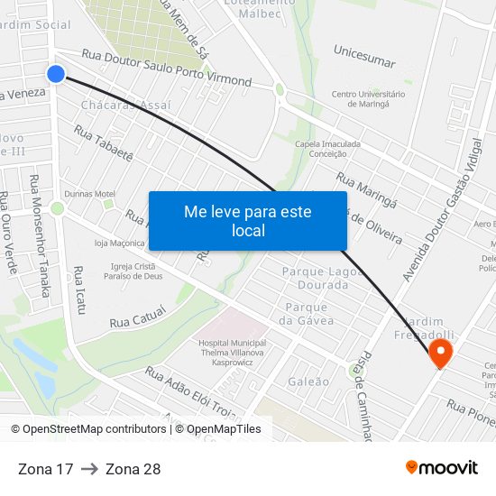 Zona 17 to Zona 28 map