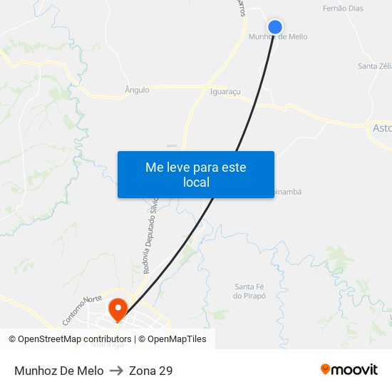 Munhoz De Melo to Zona 29 map