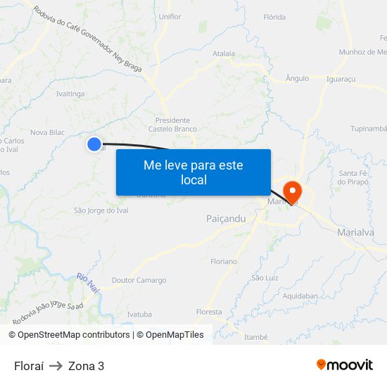 Floraí to Zona 3 map