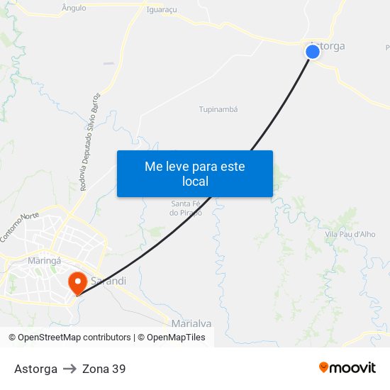 Astorga to Zona 39 map