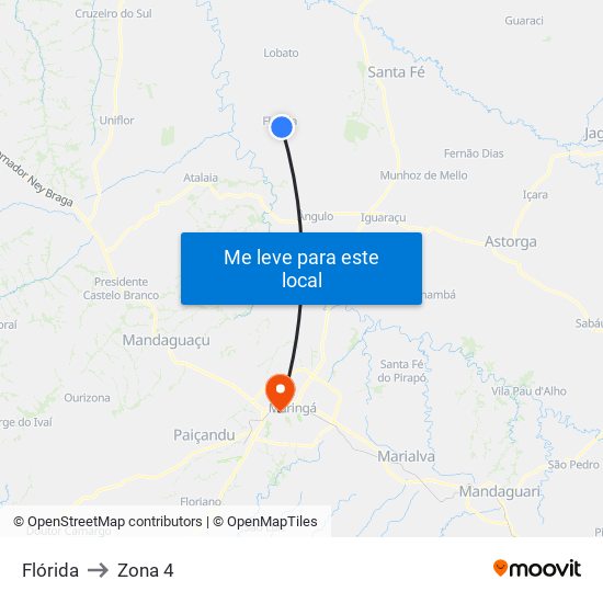 Flórida to Zona 4 map