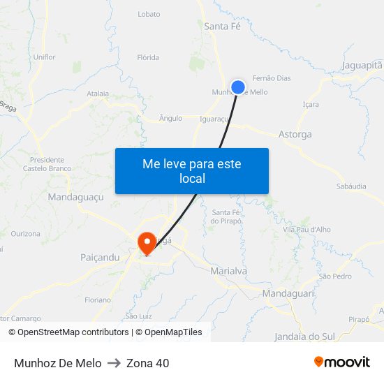 Munhoz De Melo to Zona 40 map