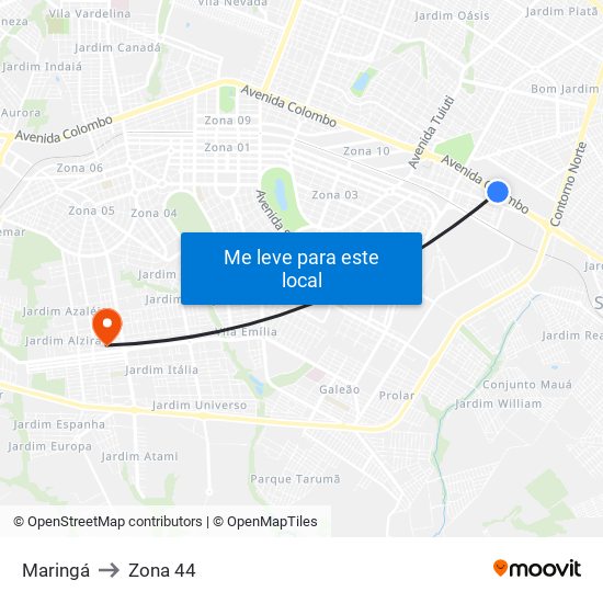Maringá to Zona 44 map