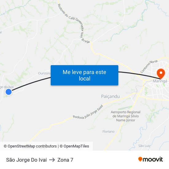 São Jorge Do Ivaí to Zona 7 map
