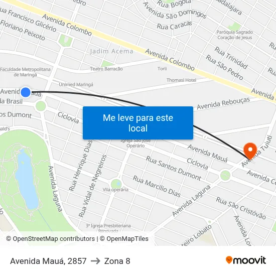 Avenida Mauá, 2857 to Zona 8 map