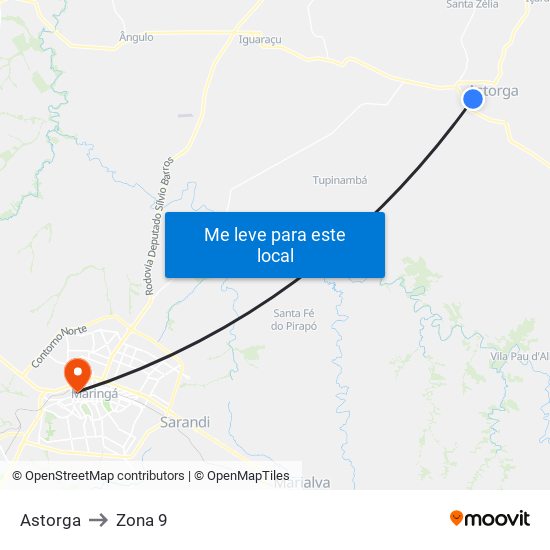 Astorga to Zona 9 map