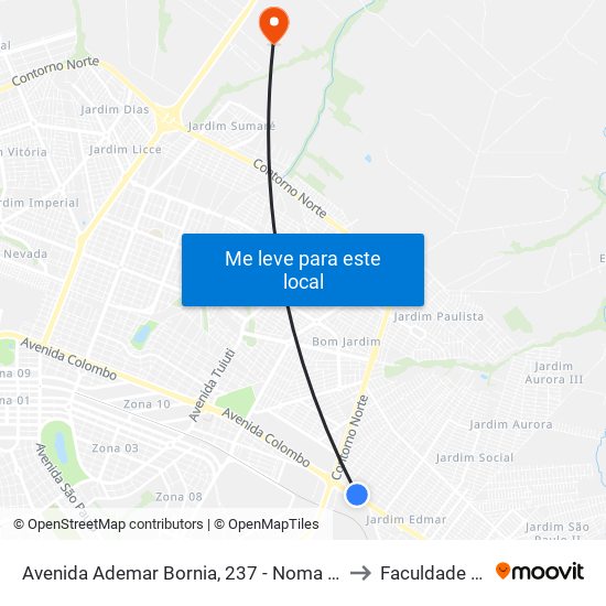 Avenida Ademar Bornia, 237 - Noma Do Brasil to Faculdade Ingá map