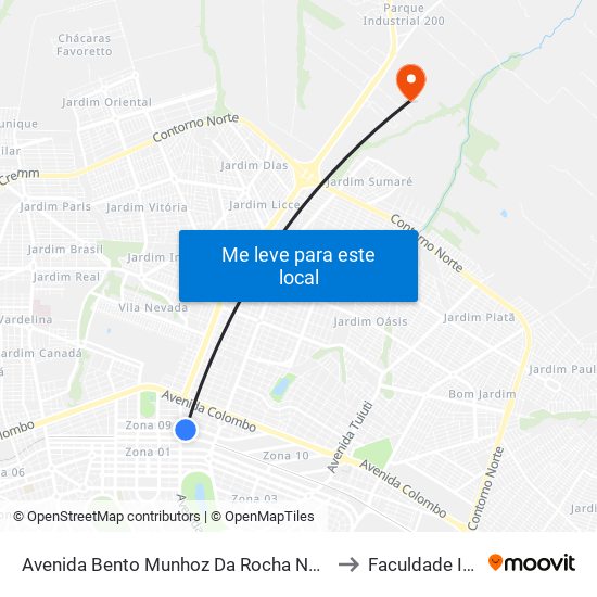 Avenida Bento Munhoz Da Rocha Neto, 46 to Faculdade Ingá map