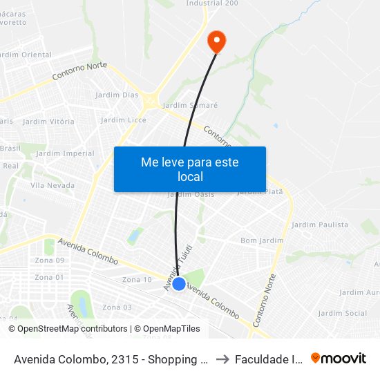 Avenida Colombo, 2315 - Shopping Cidade to Faculdade Ingá map