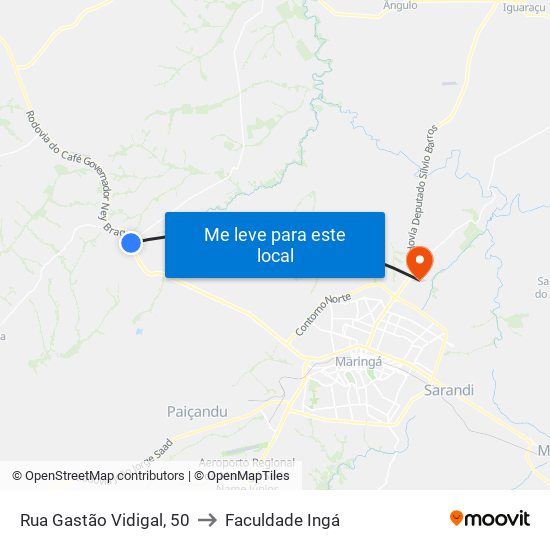 Rua Gastão Vidigal, 50 to Faculdade Ingá map