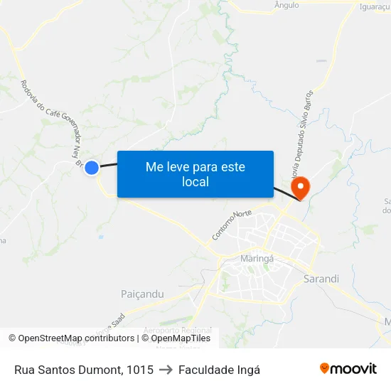 Rua Santos Dumont, 1015 to Faculdade Ingá map