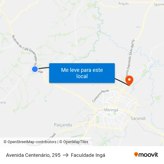 Avenida Centenário, 295 to Faculdade Ingá map