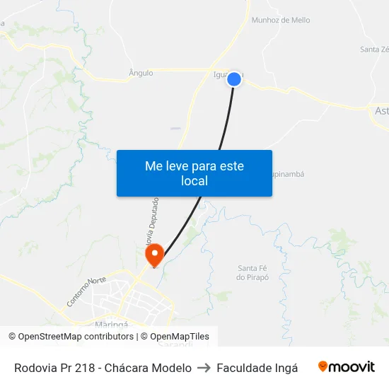Rodovia Pr 218 - Chácara Modelo to Faculdade Ingá map