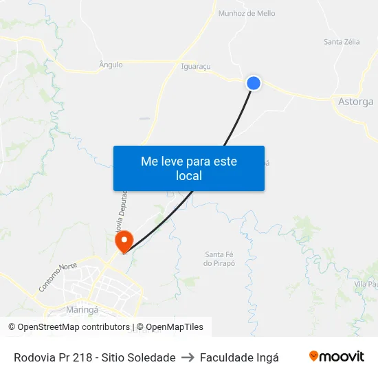 Rodovia Pr 218 - Sitio Soledade to Faculdade Ingá map