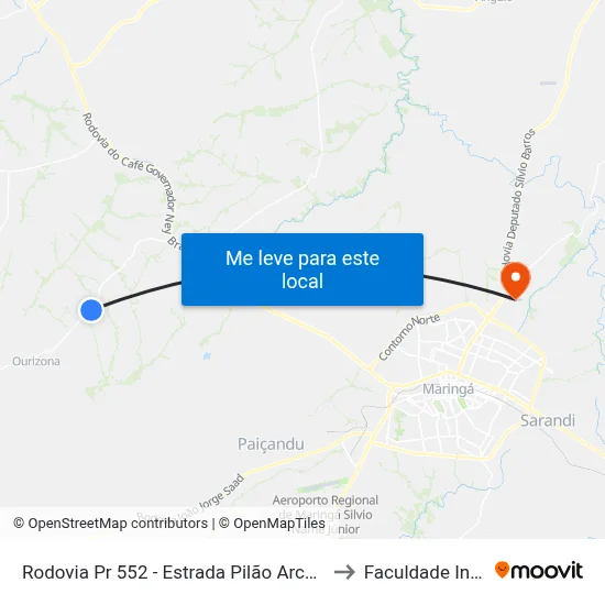 Rodovia Pr 552 - Estrada Pilão Arcado to Faculdade Ingá map