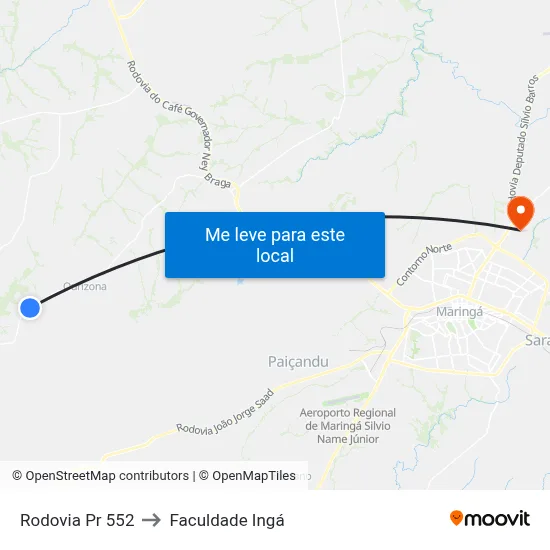 Rodovia Pr 552 to Faculdade Ingá map