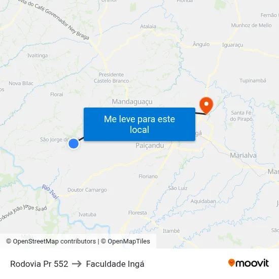 Rodovia Pr 552 to Faculdade Ingá map