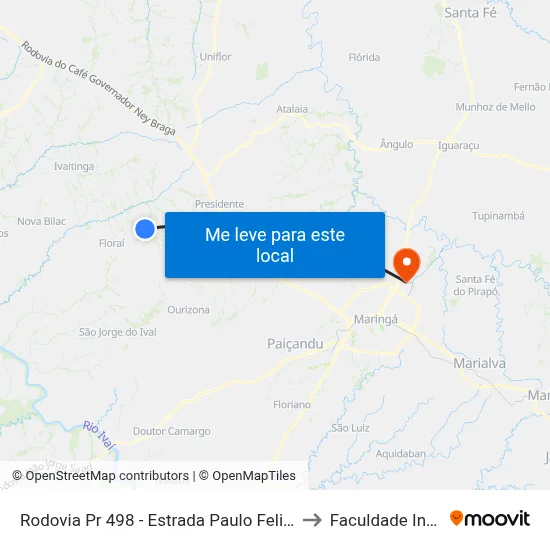 Rodovia Pr 498 - Estrada Paulo Felipe to Faculdade Ingá map