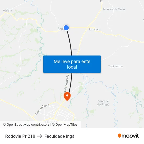 Rodovia Pr 218 to Faculdade Ingá map