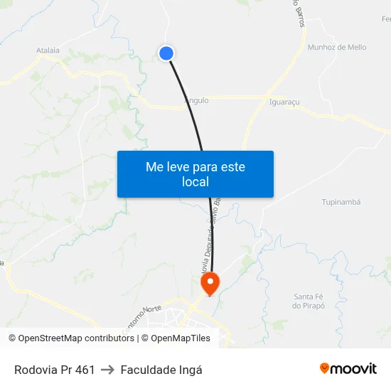 Rodovia Pr 461 to Faculdade Ingá map