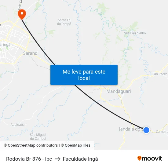 Rodovia Br 376 - Ibc to Faculdade Ingá map