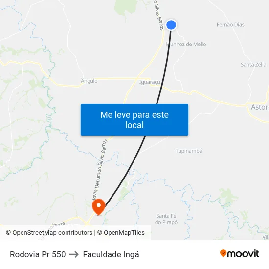 Rodovia Pr 550 to Faculdade Ingá map
