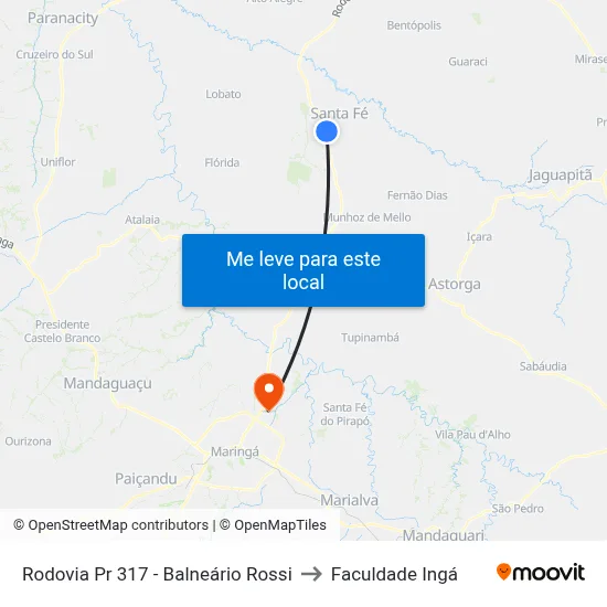 Rodovia Pr 317 - Balneário Rossi to Faculdade Ingá map