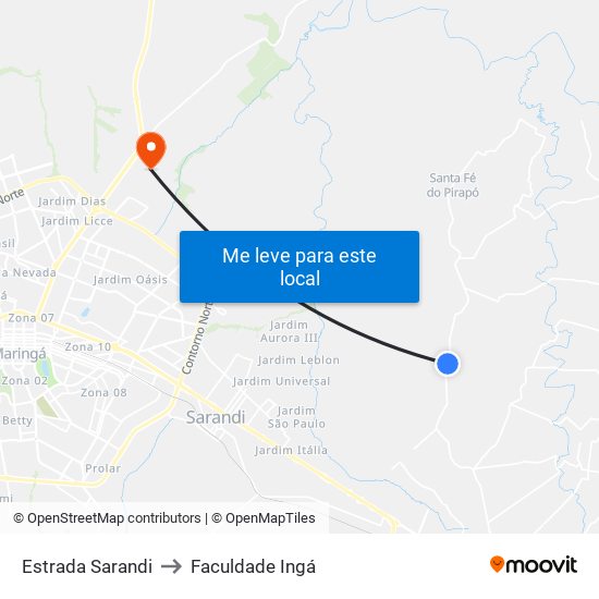 Estrada Sarandi to Faculdade Ingá map