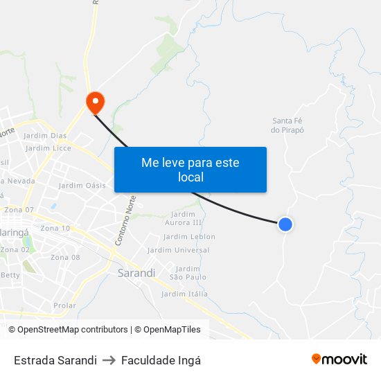 Estrada Sarandi to Faculdade Ingá map