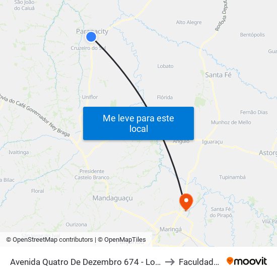 Avenida Quatro De Dezembro 674 - Loja Das Ofertas to Faculdade Ingá map