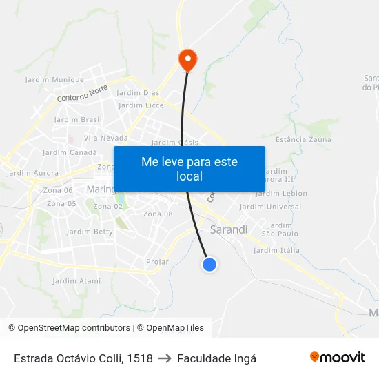 Estrada Octávio Colli, 1518 to Faculdade Ingá map