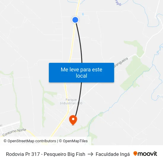 Rodovia Pr 317 - Pesqueiro Big Fish to Faculdade Ingá map
