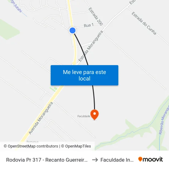 Rodovia Pr 317 - Recanto Guerreiros to Faculdade Ingá map