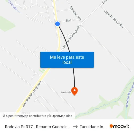 Rodovia Pr 317 - Recanto Guerreiros to Faculdade Ingá map