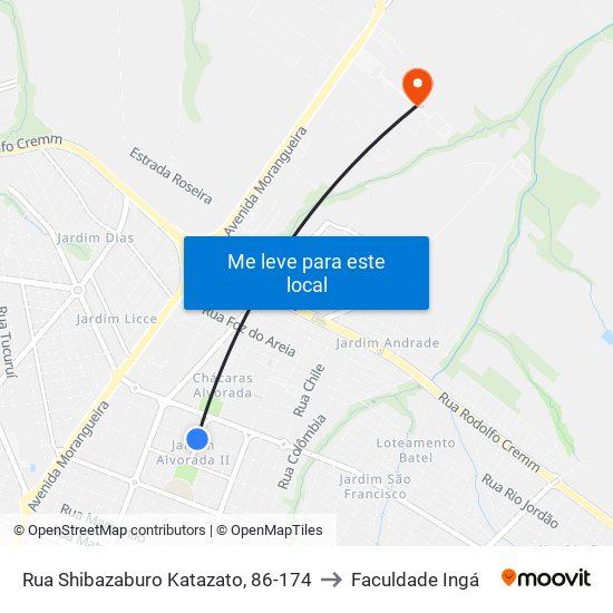 Rua Shibazaburo Katazato, 86-174 to Faculdade Ingá map